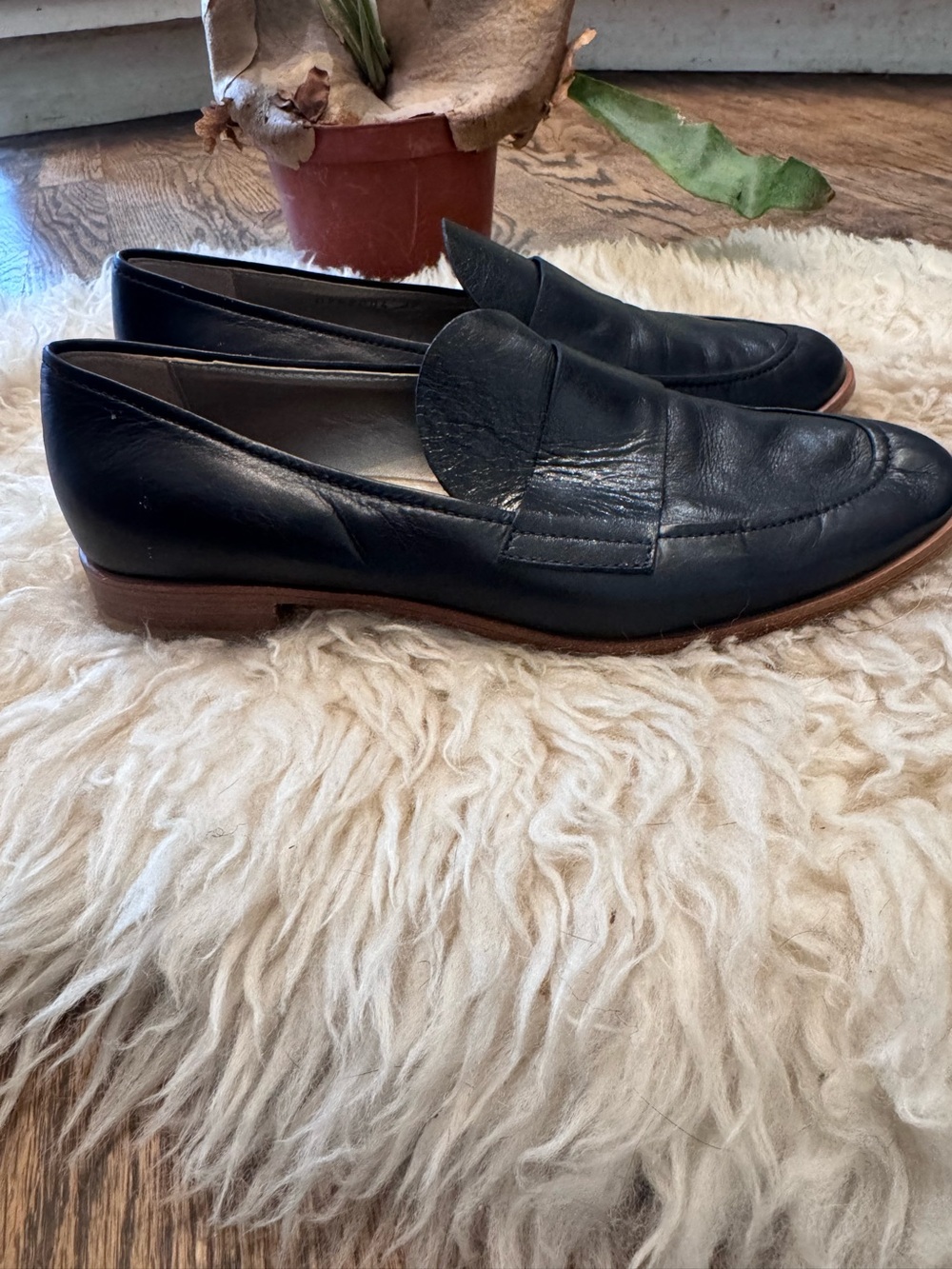 AGL Black Leather Penny Loafers